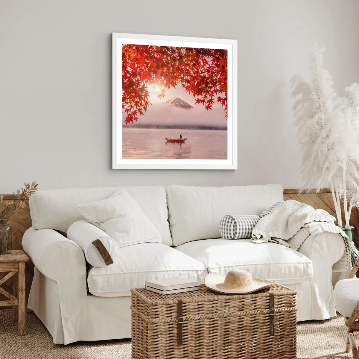 Plakat i hvid ramme - I en japansk atmosfære - 40x40 cm