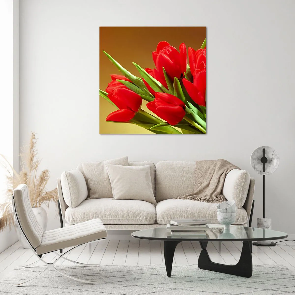 Billede på glas - En flok forårsglæde - 70x70 cm