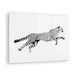 Billede på glas - Illustration af en springende gepard - 70x50cm - Den hurtigste på Jorden - Moderne vægdekoration til stue og soveværelse ARTTOR