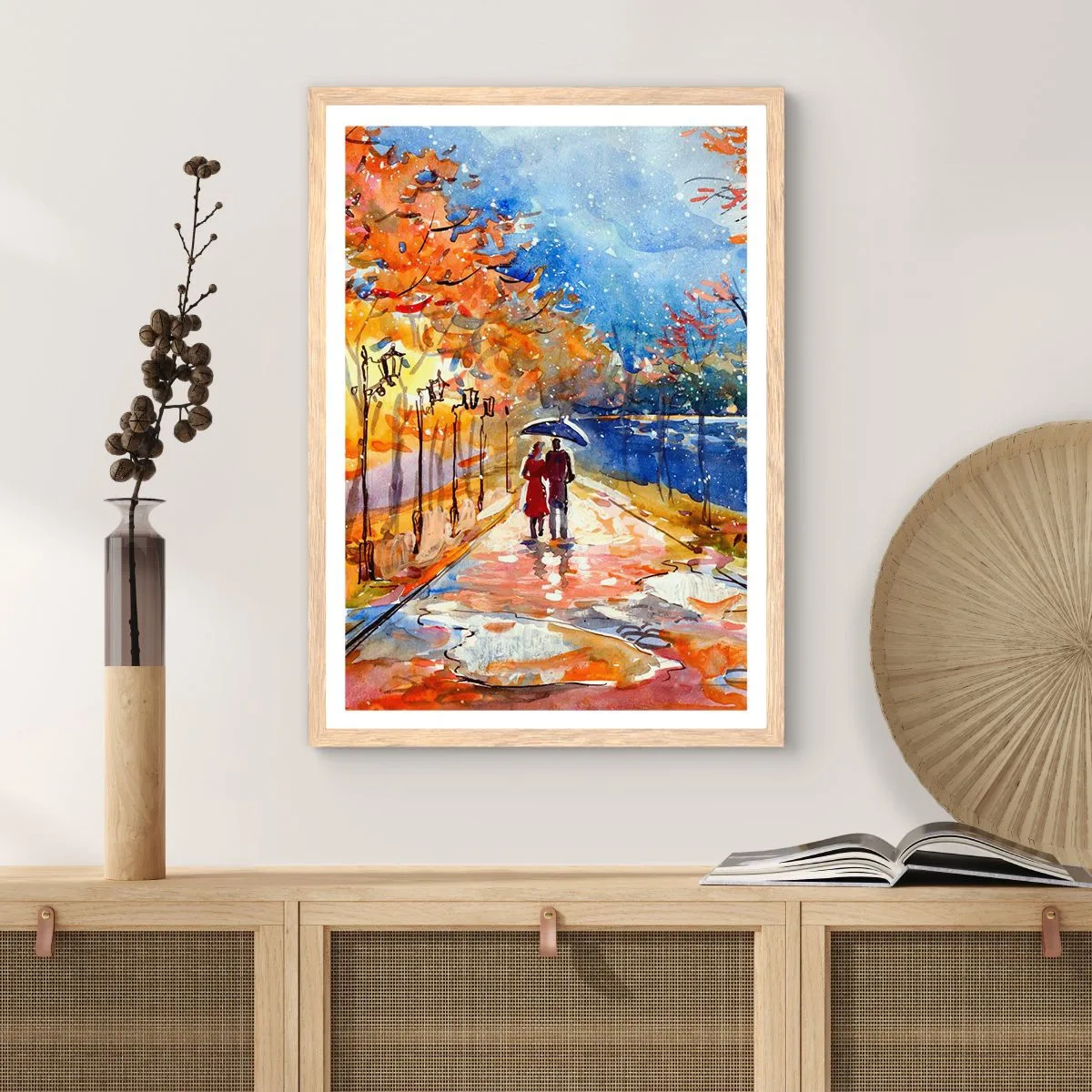 Plakat i ramme af lyst egetræ - Sammen indtil tidsfristen - 40x50 cm