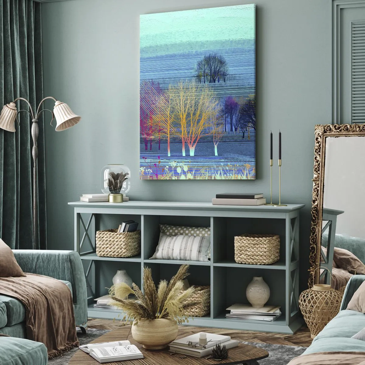 Lærredstryk - Billede på lærred - Et vidtstrakt landskab - 50x70 cm