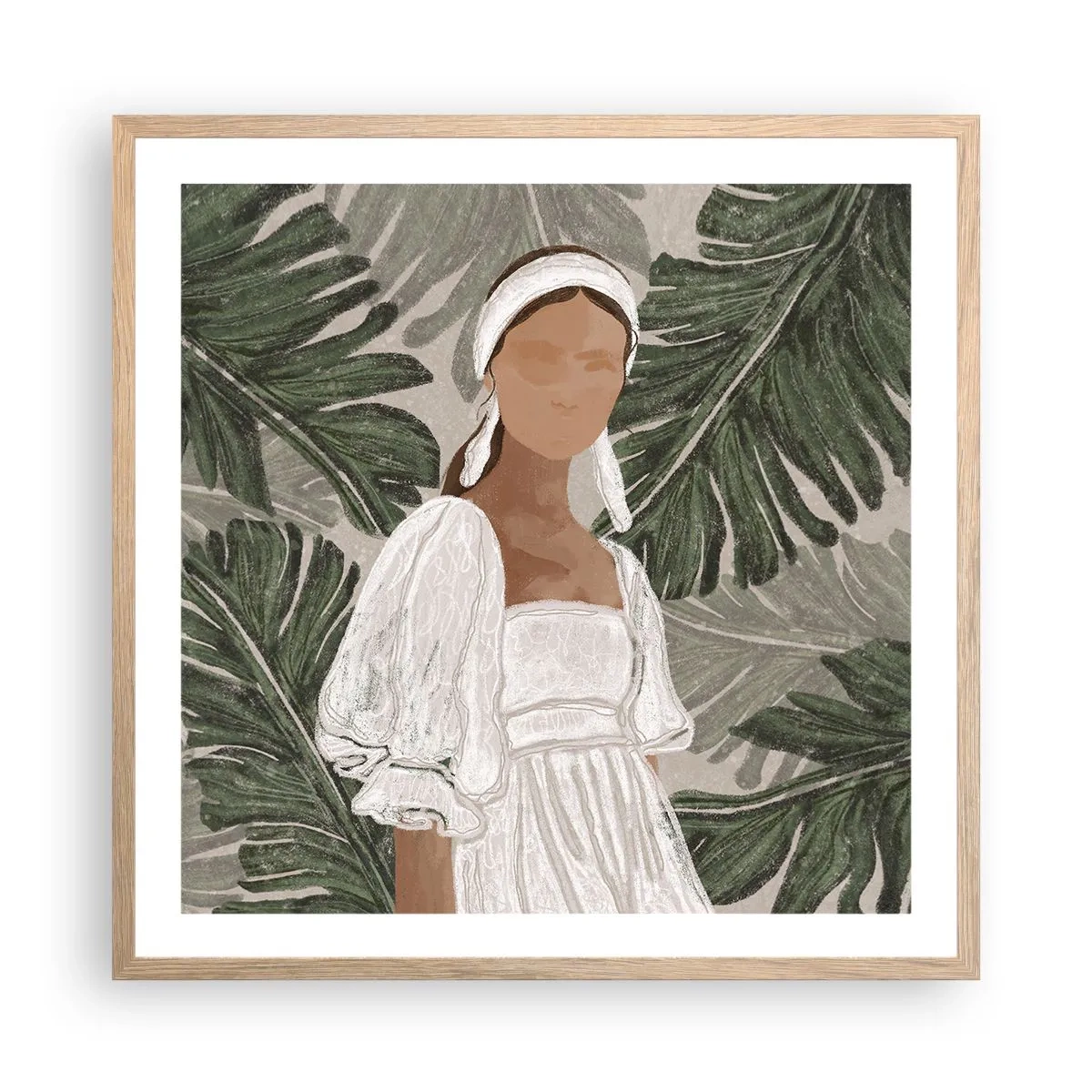 Plakat i ramme af lyst egetræ - Eksotisk portræt - 60x60 cm