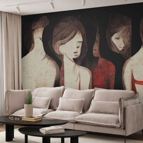 Fototapet Premium Sand - Mørkets madonnaer - Kvinder, Stykke, Sorg - 200x140 cm