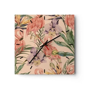 Vægur, Uret - Lyserød blomstret ballet - 40x40 cm