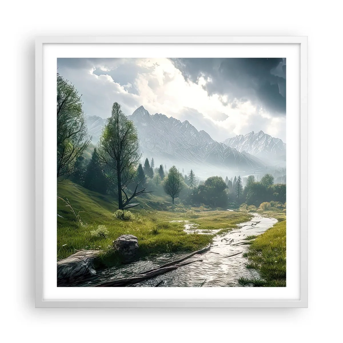 Plakat i hvid ramme - Der og tilbage - 60x60 cm