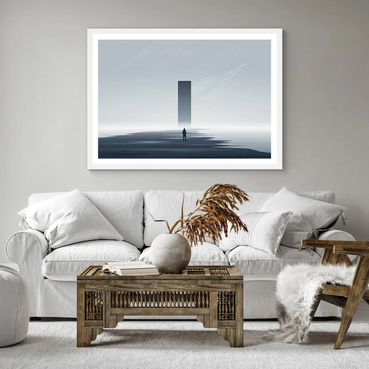 Plakat i hvid ramme - Mulighed eller trussel? - 60x60 cm