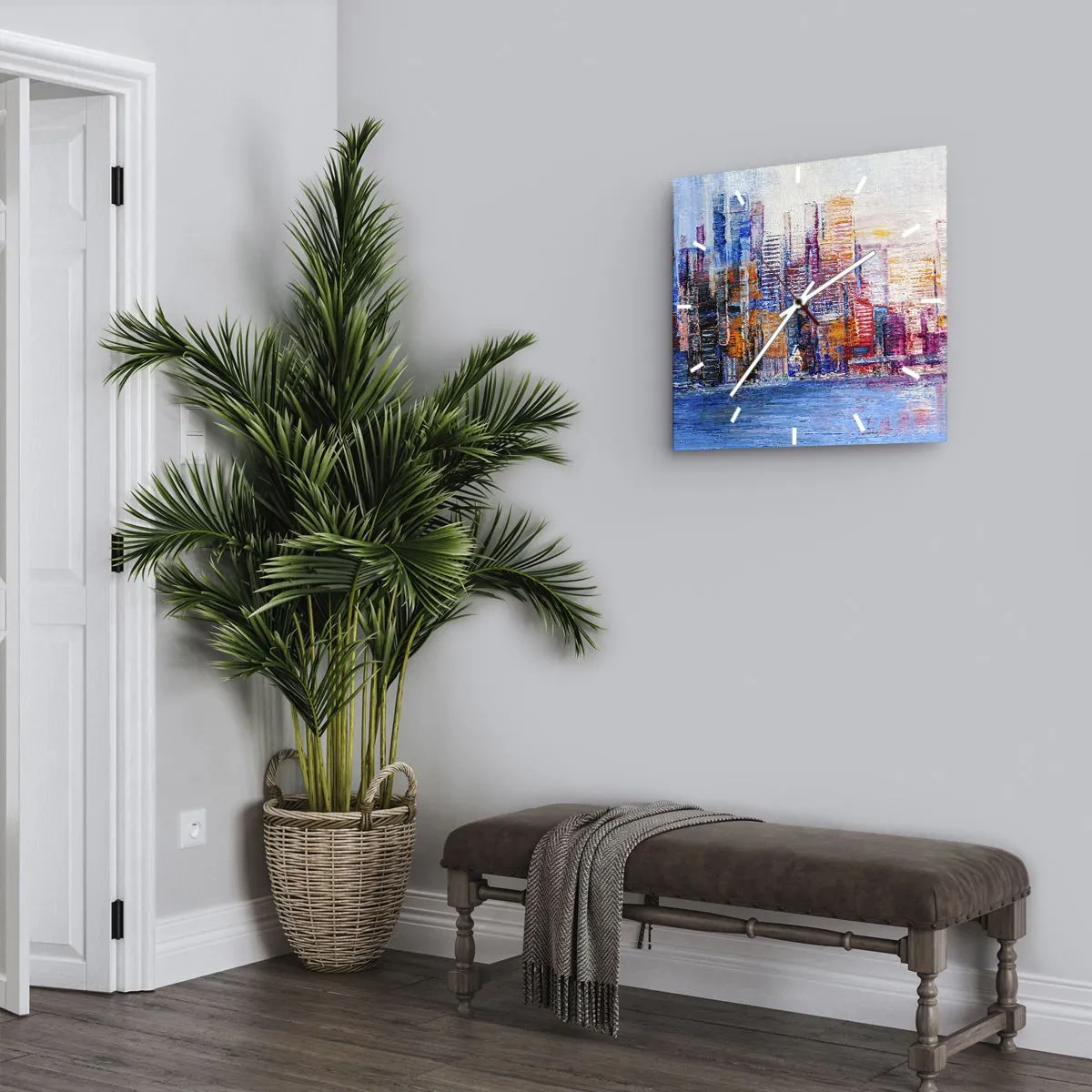 Vægur, Uret - En glad metropol - 30x30 cm