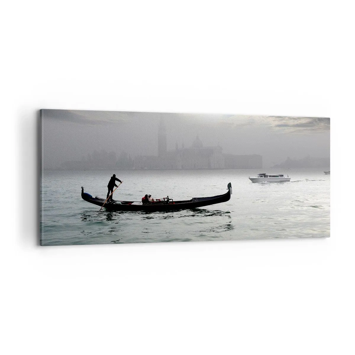 Lærredstryk - Billede på lærred - En fabelagtig by af vand og tåge - 100x40 cm