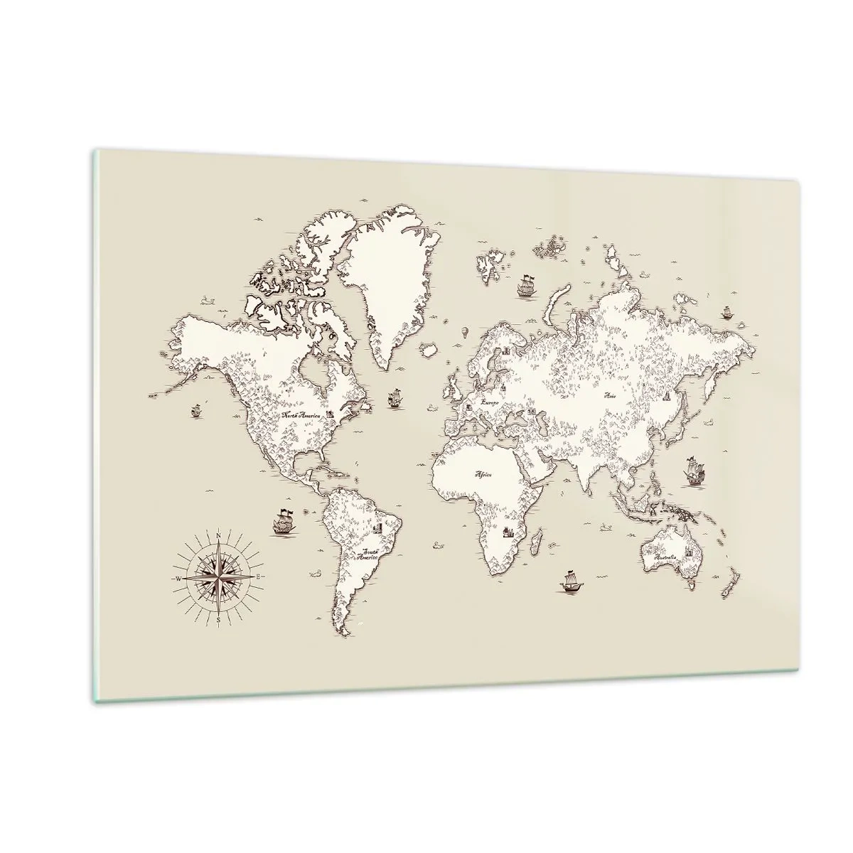 Billede på glas - En rejse rundt om i verden - 120x80 cm