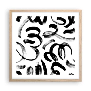 Plakat i ramme af lyst egetræ - I sort og hvidt - 50x50 cm