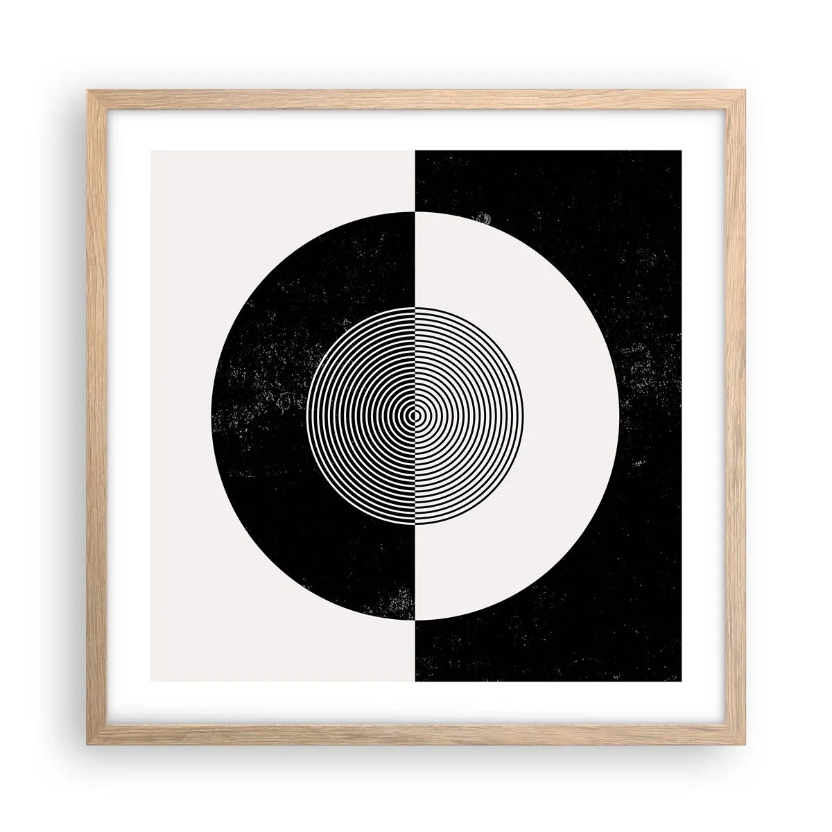 Plakat i ramme af lyst egetræ - Harmoni i sort og hvidt - 50x50 cm