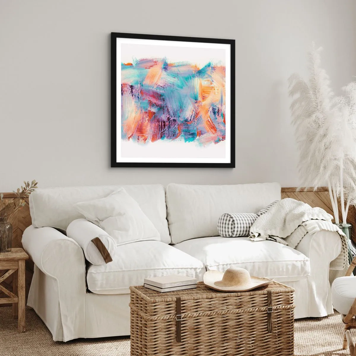 Plakat i sort ramme - Farverigt rod - 40x40 cm