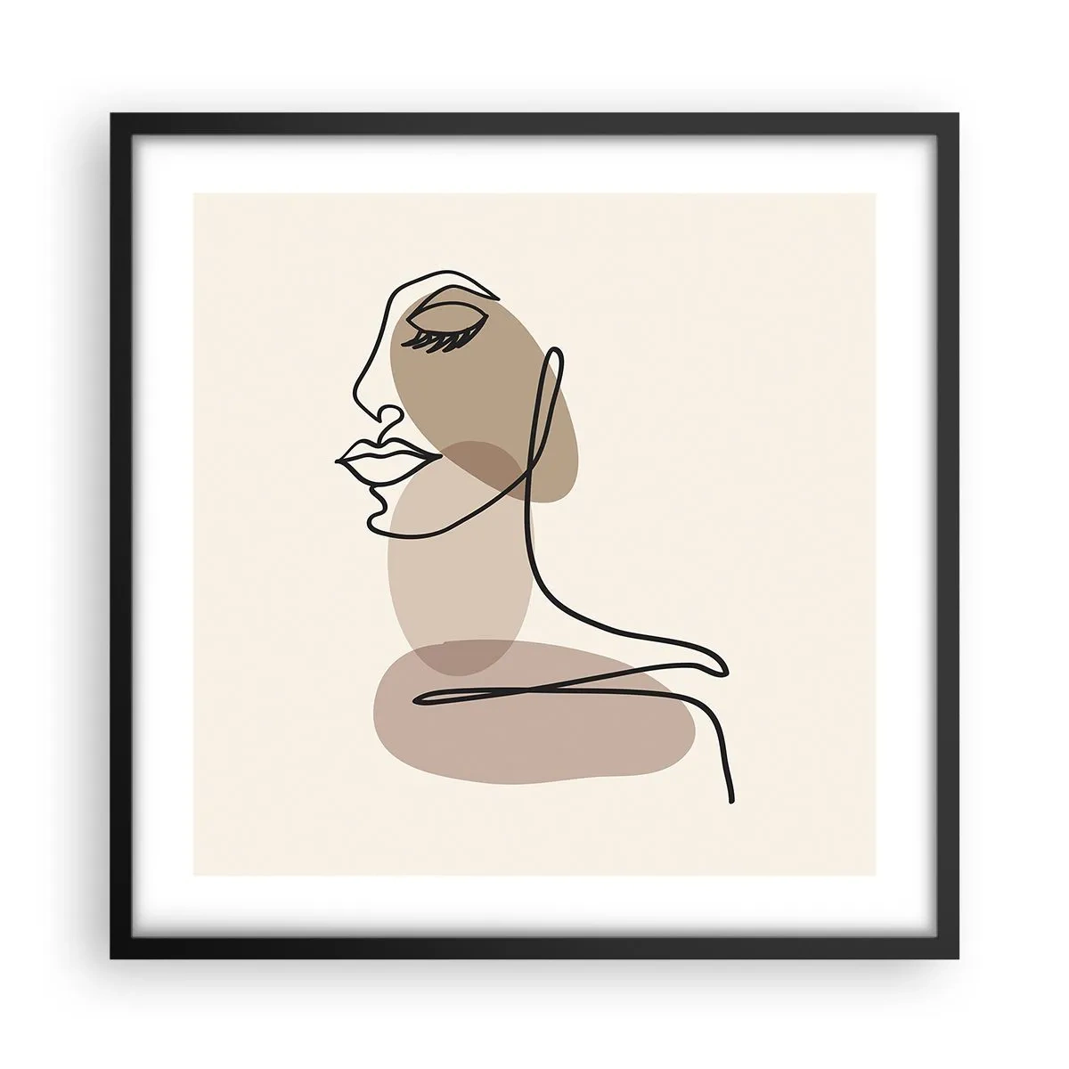 Plakat i sort ramme - En vis linje af skønhed - 50x50 cm