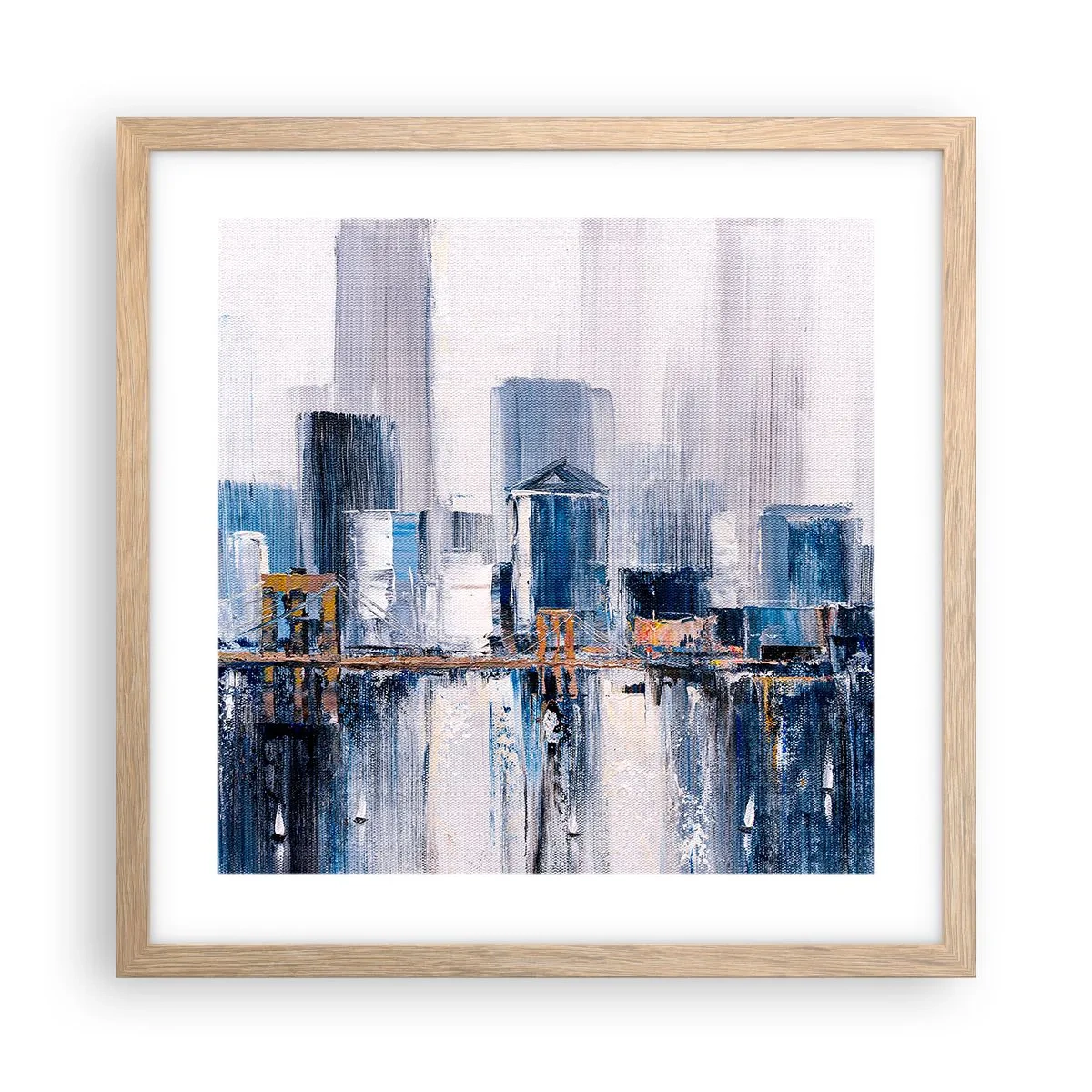 Plakat i ramme af lyst egetræ - Indtryk fra New York - 40x40 cm