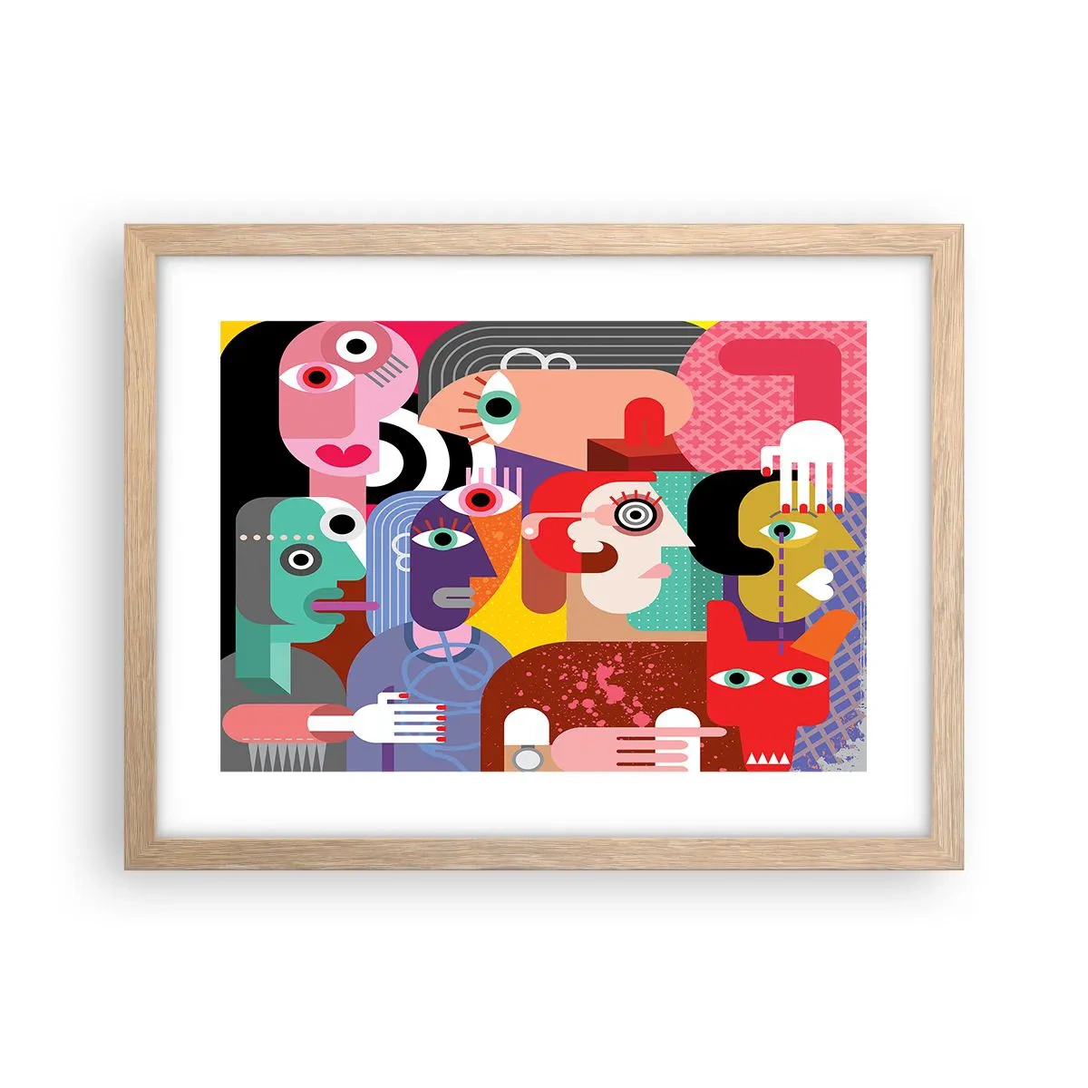 Plakat i ramme af lyst egetræ - Vi fra hr. Picasso - 40x30 cm