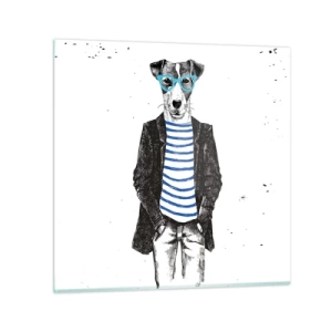 Billede på glas - En charme til hunden - 30x30 cm