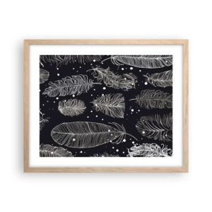 Plakat i ramme af lyst egetræ - Fjerede blonder - 50x40 cm
