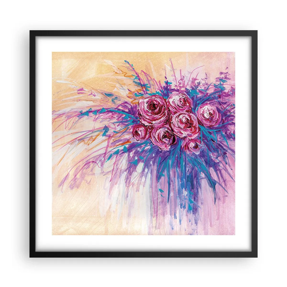 Plakat i sort ramme - Rose springvand - 50x50 cm