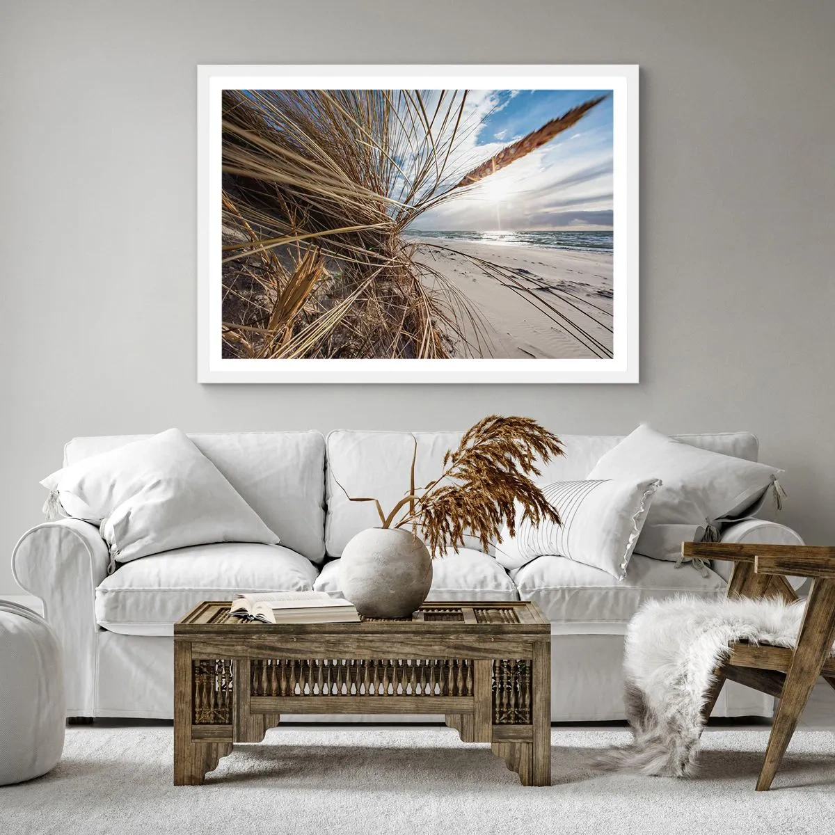Plakat i hvid ramme - Et møde mellem elementerne - 40x40 cm