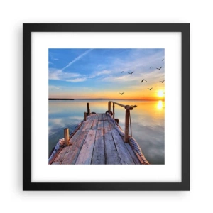 Plakat i sort ramme - Går fremad mod solen - 30x30 cm
