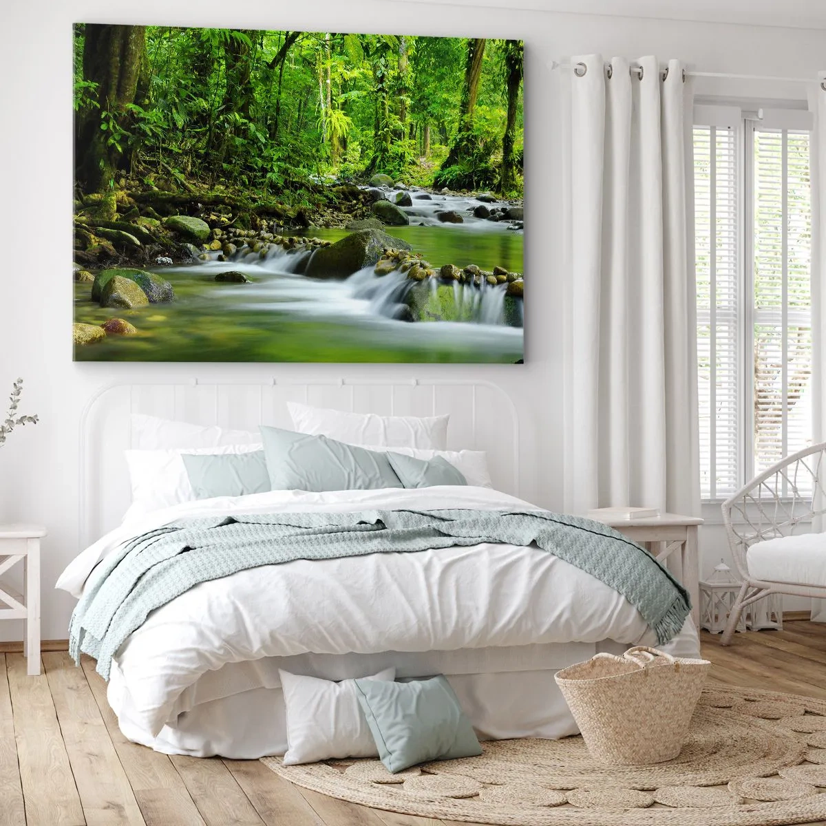 Lærredstryk - Billede på lærred - Svøm i et hav af grønt - 120x80 cm