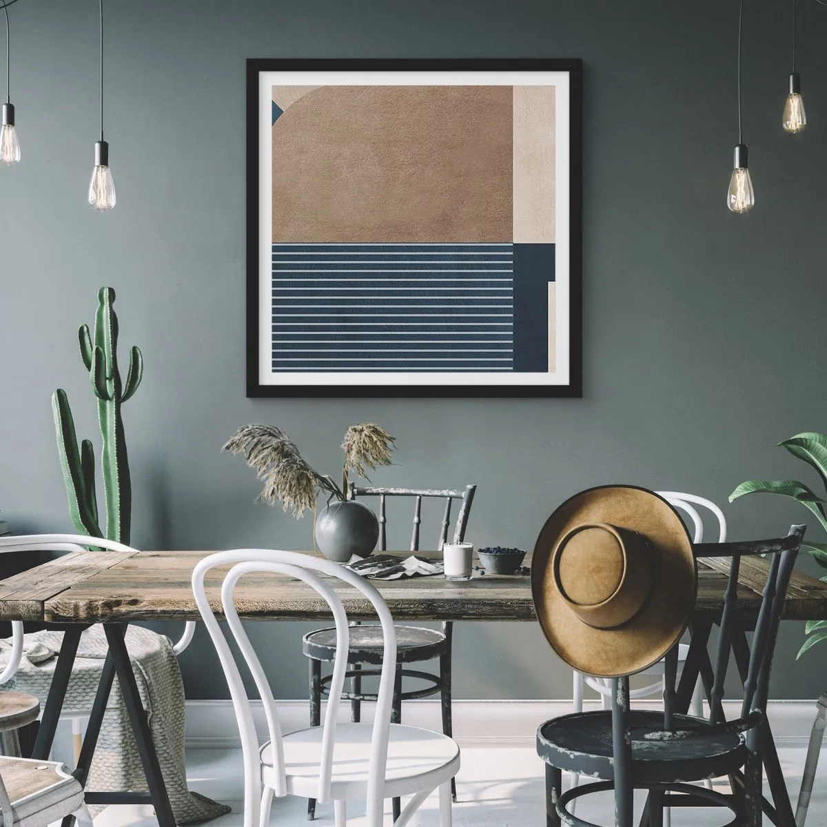 Plakat i sort ramme - En komposition af enkelhed og rundhed - 30x30 cm