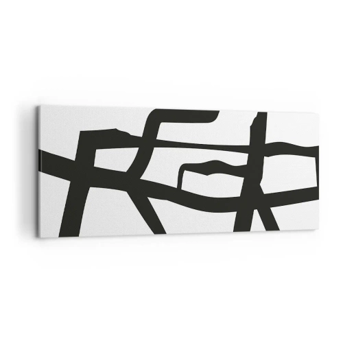 Lærredstryk - Billede på lærred - Sort og hvid konstruktion - 100x40 cm