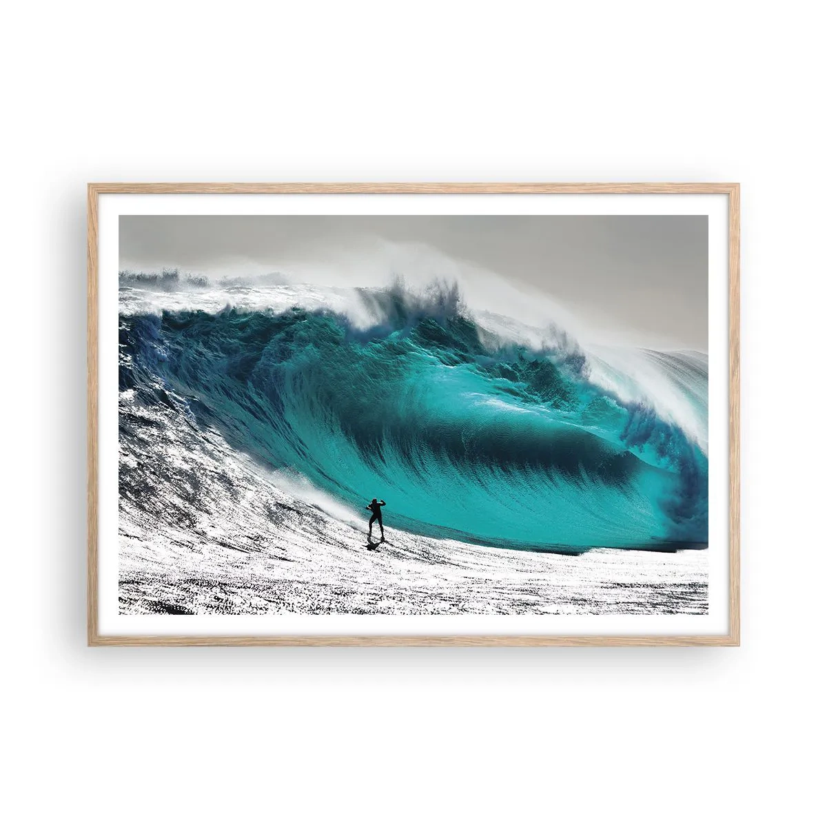 Plakat i ramme af lyst egetræ - Udfordring accepteret - 100x70 cm