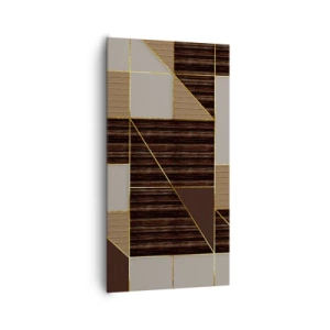 Lærredstryk - Billede på lærred - En mosaik af brune og gyldne farver - 65x120 cm