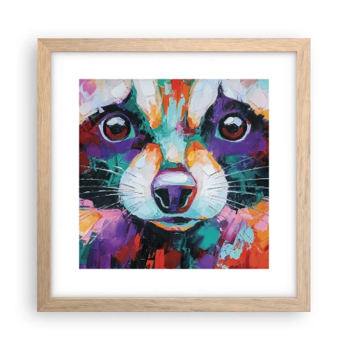 Plakat i ramme af lyst egetræ - Kun gode følelser - 30x30 cm