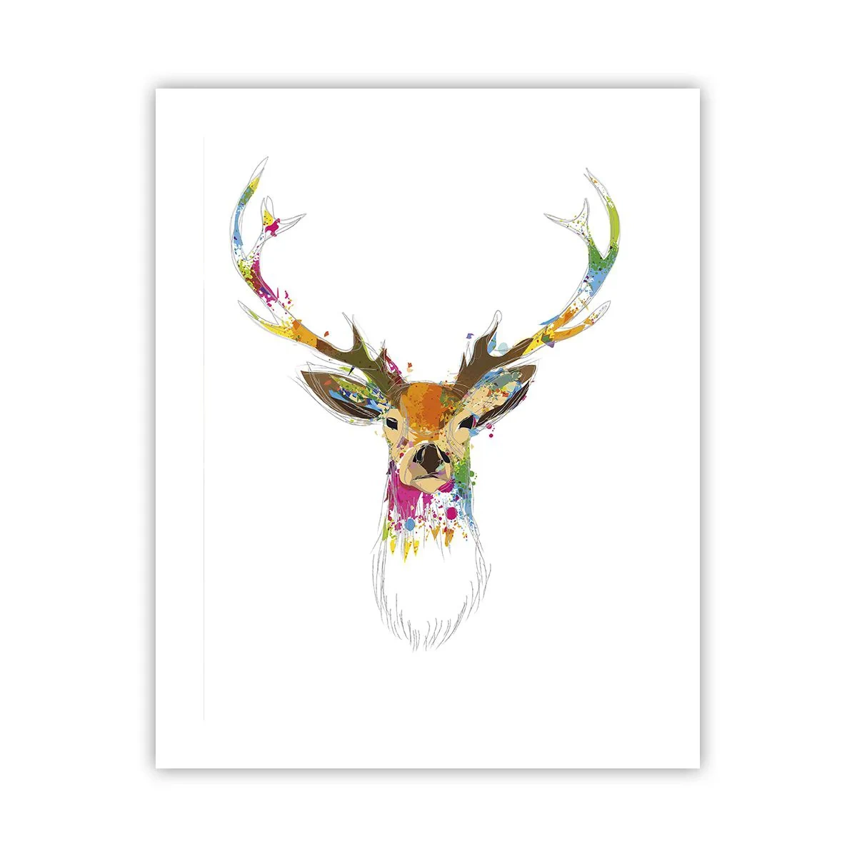 Plakat - Blid kronhjort badet i farver - 40x50 cm