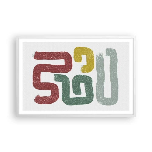 Plakat i hvid ramme - På et ukendt sprog - 91x61 cm