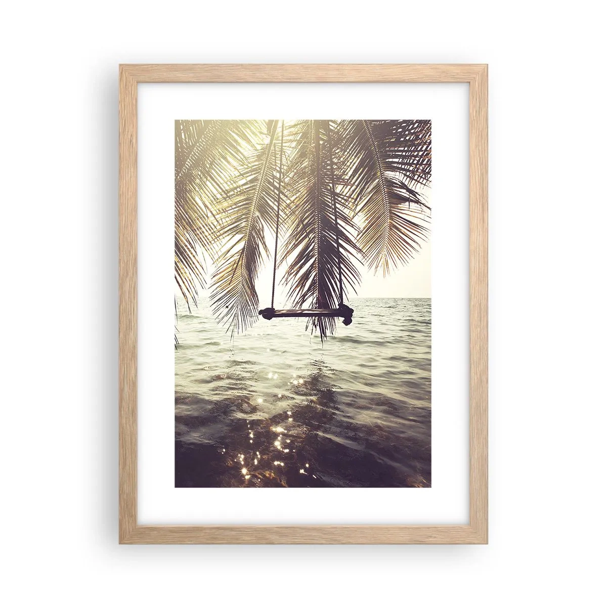 Plakat i ramme af lyst egetræ - Du kan svæve i skyerne efter behag - 30x40 cm