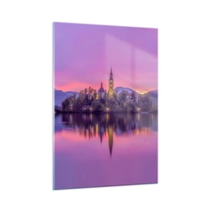 Billede på glas - Eventyrlig ø i skumringen  - 50x70 cm