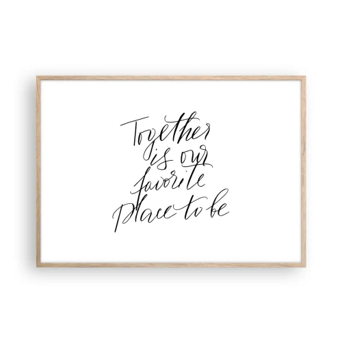 Plakat i ramme af lyst egetræ - Føler du det også? - 100x70 cm