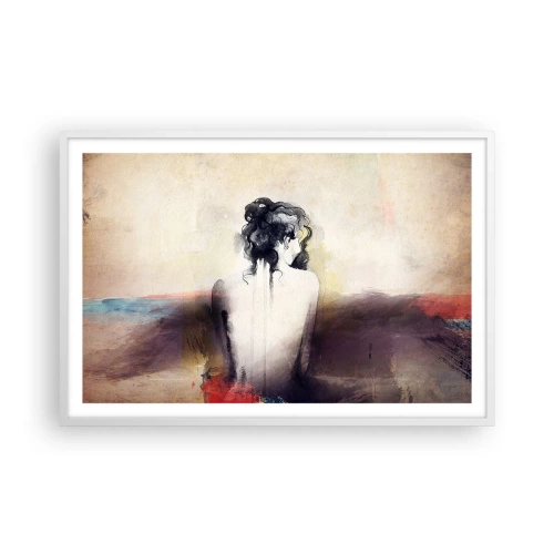 Plakat i hvid ramme - Glatte linjer, ovale former - 91x61 cm