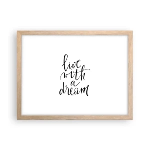 Plakat i ramme af lyst egetræ - Of course - 40x30 cm