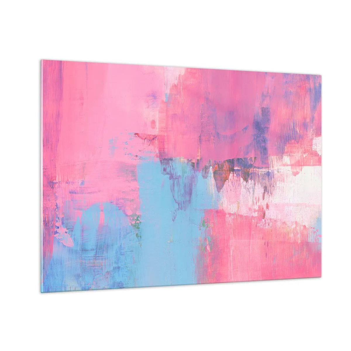 Billede på glas - Lyserød, blå og en knivspids lys - 100x70 cm