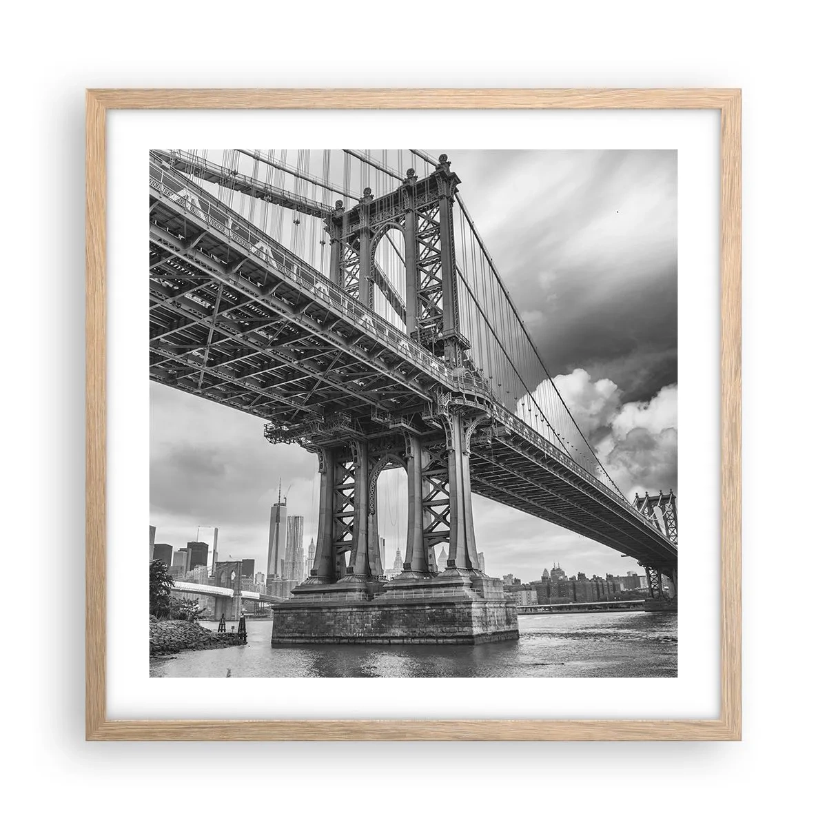 Plakat i ramme af lyst egetræ - Til byens hjerte - 50x50 cm