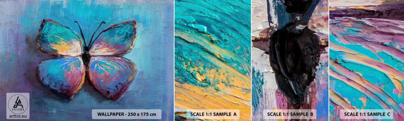 Fototapet Prøve Standard Eco - I sin fulde pragt - Sommerfugl, Stykke, Maleri - 100x30 cm