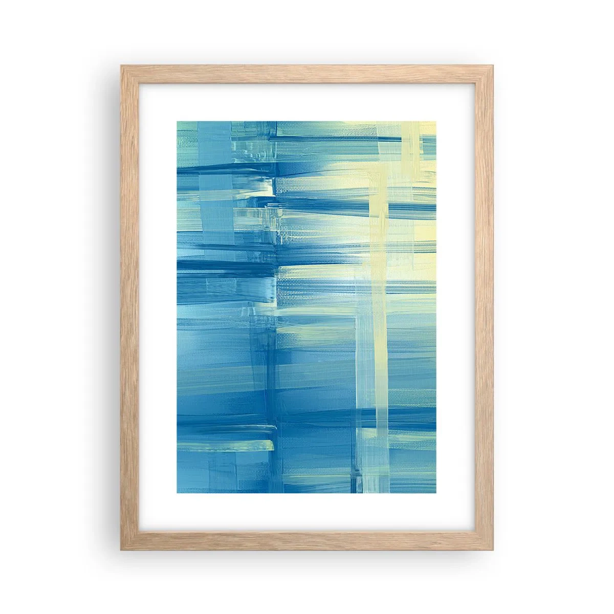 Plakat i ramme af lyst egetræ - Komposition i turkis - 30x40 cm