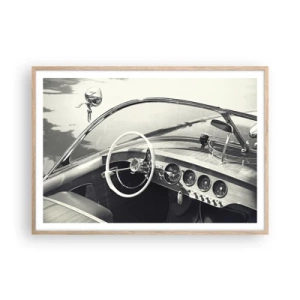 Plakat i ramme af lyst egetræ - Vejr for de rige - 100x70 cm