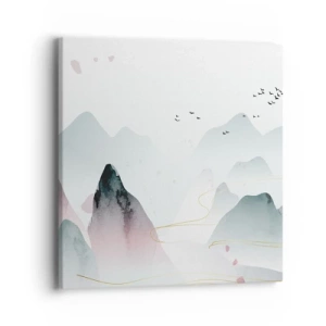 Lærredstryk - Billede på lærred - Over toppene - 40x40 cm