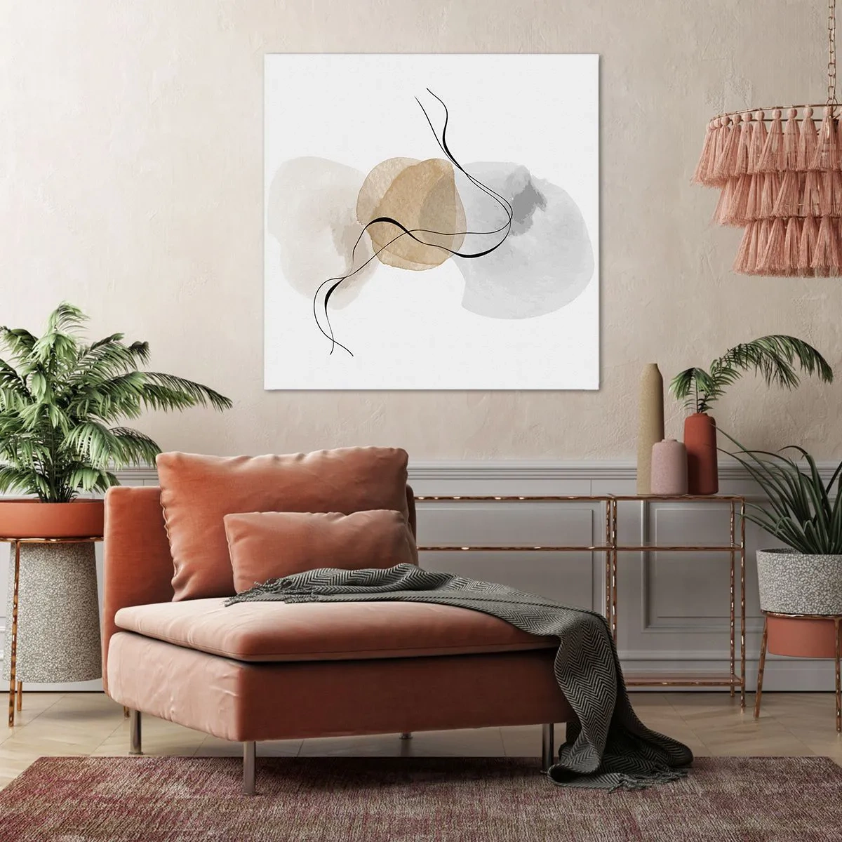 Lærredstryk - Billede på lærred - Perler i luften - 40x40 cm