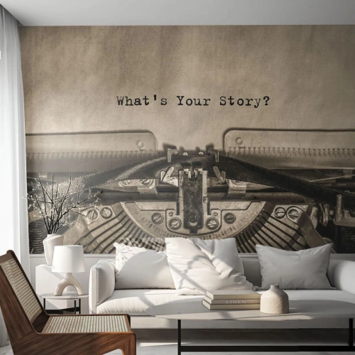 Fototapet Premium Sand - Fortæl mig - Skummaskine, Årgang, Retro - 400x280 cm