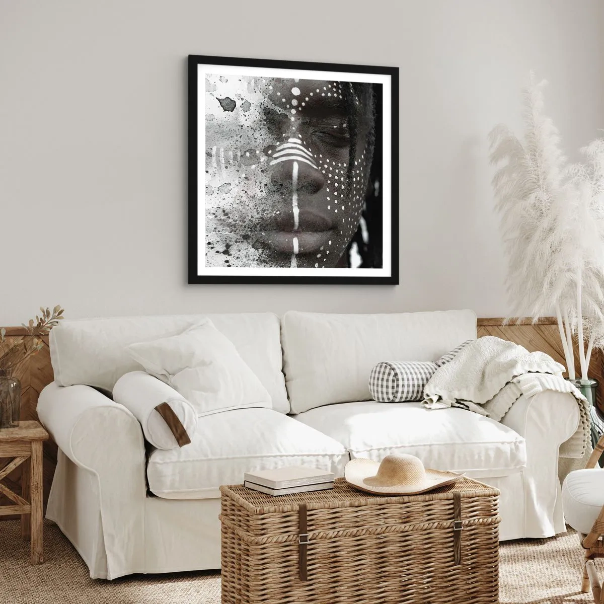 Plakat i sort ramme - Opdag den oprindelige ånd - 40x40 cm