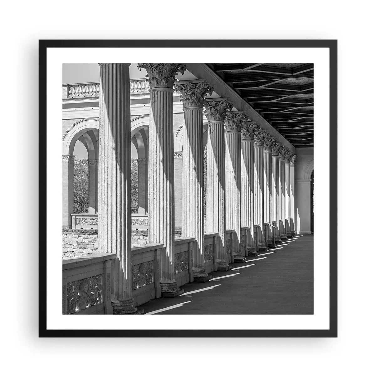Plakat i sort ramme - Solrig arkade - 60x60 cm