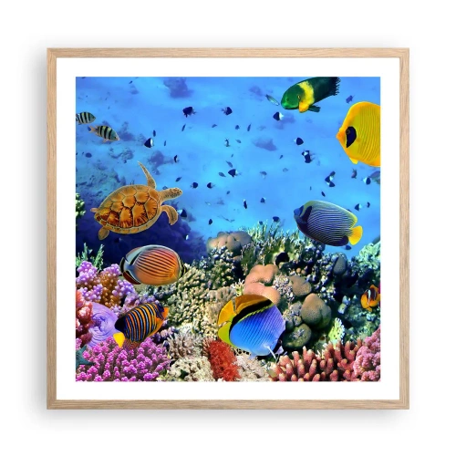 Plakat i ramme af lyst egetræ - Og hvad ved vi om livet... - 60x60 cm