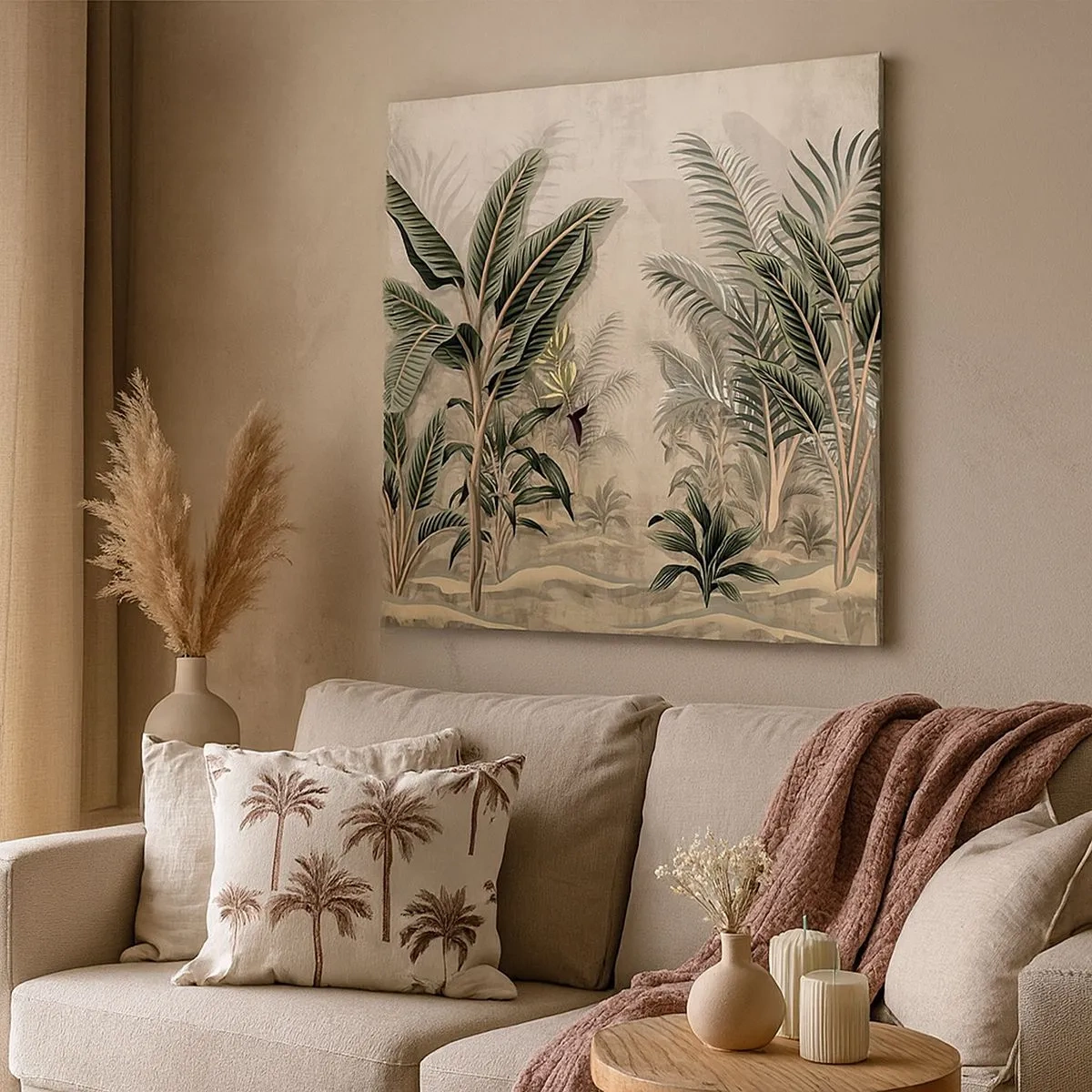 Lærredstryk - Billede på lærred - Gravering i kolonistil - 30x30 cm