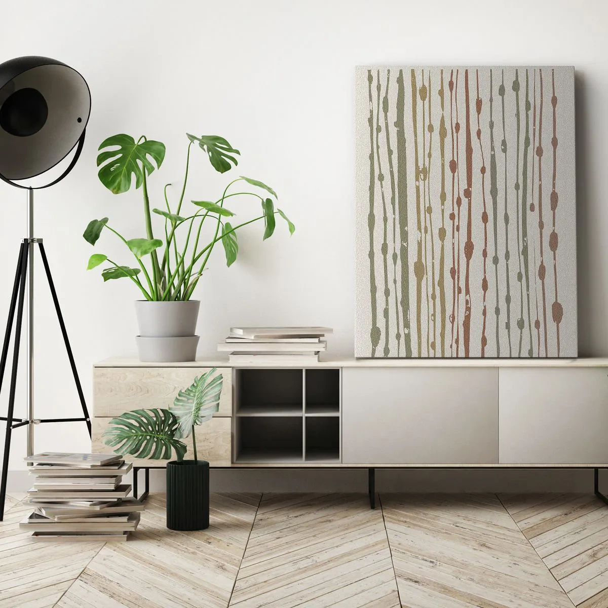 Lærredstryk - Billede på lærred - Musikalsk farvenotation - 65x120 cm